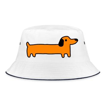 Dackel Hund Geschenk - Bucket Hat - Weiß/Navy - Vorne