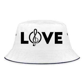 Love in Music Musik Sprüche Musiknoten Liebe Dance - Bucket Hat - Weiß/Navy - Vorne