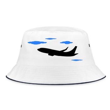 flugzeug2 - Bucket Hat - Weiß/Navy - Vorne