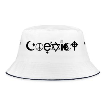 Coexist Symbol Shirt – Frieden Vielfalt Tolleranz - Bucket Hat - Weiß/Navy - Vorne
