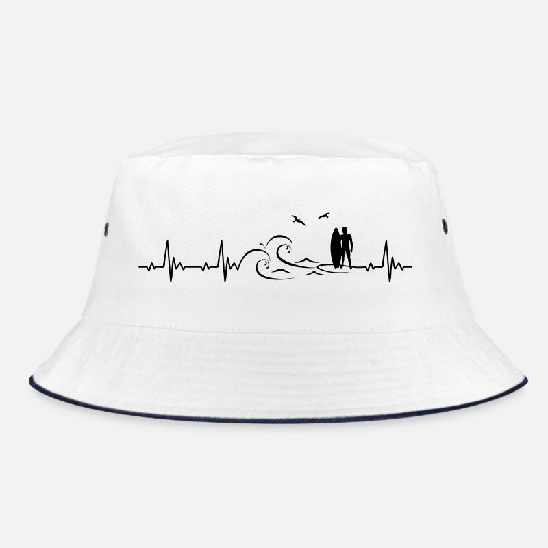 Surfer heartbeat frequency pulse ECG Bucket Hat