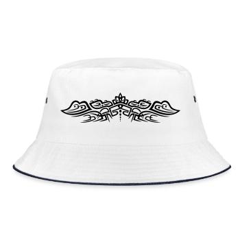 Filigranes Tribal Tattoo mit Krokodilen - Bucket Hat - Weiß/Navy - Vorne