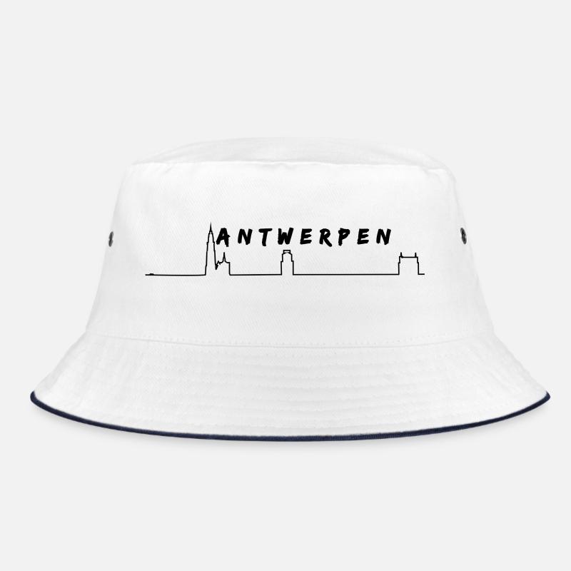 Antwerpener Skyline - Bucket Hat - Weiß/Navy