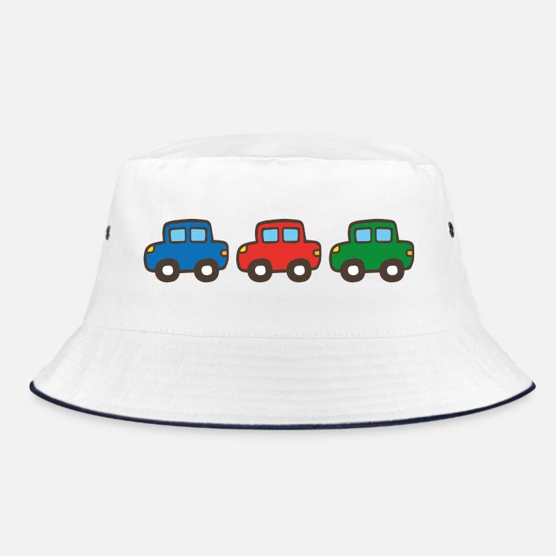 drei Autos - Bucket Hat - Weiß/Navy