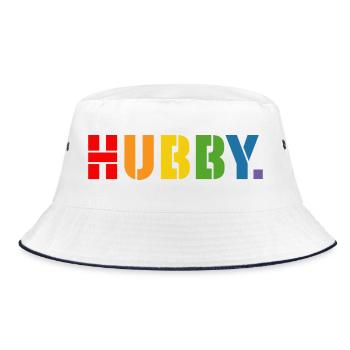 Rainbow shirt HUBBY - Bucket Hat - white/navy - Front