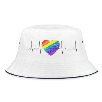 Heart palpitations Heart Rainbow Diversity - Bucket Hat - white/navy - Front