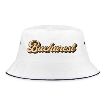 Bukarest Vintage Schriftzug - Bucket Hat - Weiß/Navy - Vorne