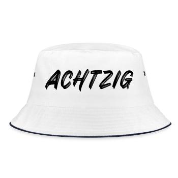 80 - Achtzig - 80. Geburtstag - Bucket Hat - Weiß/Navy - Vorne