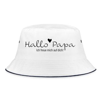 Hallo Papa ich freue mich auf dich - Bucket Hat - Weiß/Navy - Vorne