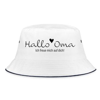 Hallo Oma, ich freue mich auf dich - Bucket Hat - Weiß/Navy - Vorne