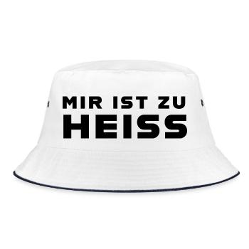 Mir ist zu heiss - Bucket Hat - Weiß/Navy - Vorne