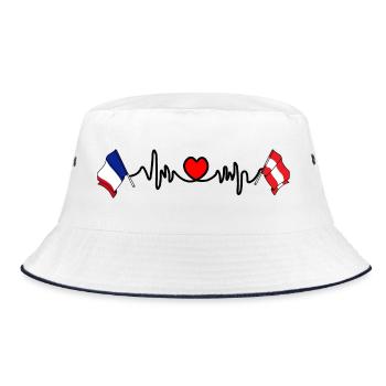 Cardio coeur avec drapeau France drapeau autriche - Bob - blanc/marine - Devant