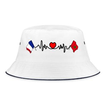 Cardio coeur avec drapeau France et drapeau Maroc - Bob - blanc/marine - Devant