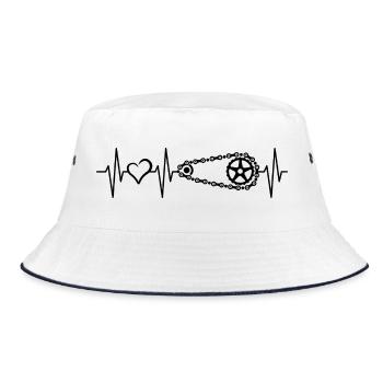 Heartbeat Bicycle Love Bicycle Chain Pulse Logo - Bucket Hat - white/navy - Front