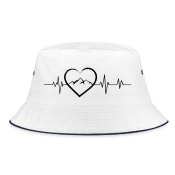 Herzschlag Berg - Bucket Hat - Weiß/Navy - Vorne