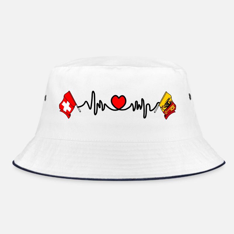 Cardio Herz Flagge Schweiz, Kanton oder Genf Bucket Hat