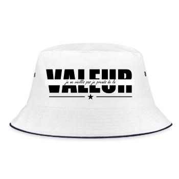 Ich werde nicht alt, ich steigere meinen Wert - Bucket Hat - Weiß/Navy - Vorne