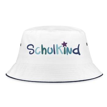 Schulkind - Einschulung Erstklässler Schulbeginn - Bucket Hat - Weiß/Navy - Vorne