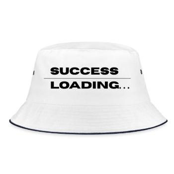 Success Loading – Motivational Quote Design - Bucket Hat - Weiß/Navy - Vorne