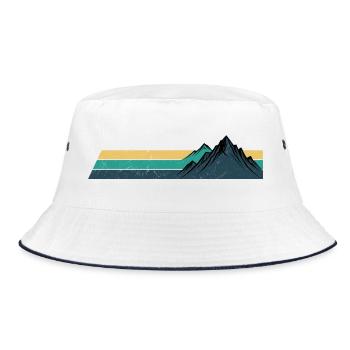 Retro Mountain Sunset Stripes - Bucket Hat - white/navy - Front