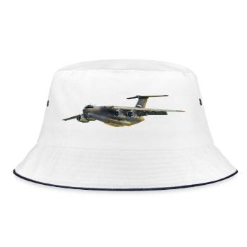 Frachtflugzeug Silhouette in Grau - Bucket Hat - Weiß/Navy - Vorne