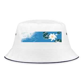 Blue Water Lily on the Water - Bucket Hat - white/navy - Front