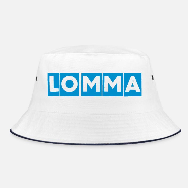 Lomma Blue Block-Design Bucket Hat