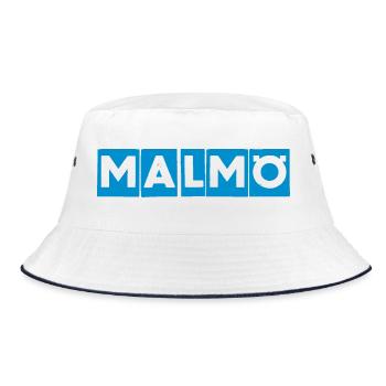 Malmö – Blue Text Design - Bucket Hat - white/navy - Front