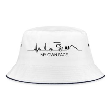 MY OWN PACE.  (ECG - color customizable) - Bucket Hat - white/navy - Front