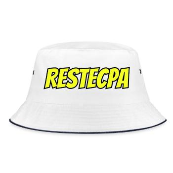 RESTECPA Street Slang Typography - Bucket Hat - white/navy - Front