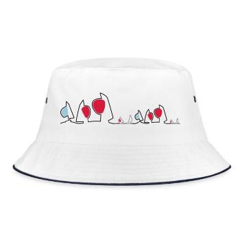 Regatta Skyline Segelboote Segeln Segelsport Boote - Bucket Hat - Weiß/Navy - Vorne