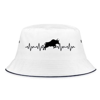 Stier Spanien Spanisch EKG Herzschlag - Bucket Hat - Weiß/Navy - Vorne