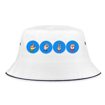 Love Hand Sign Glyphs - Bucket Hat - white/navy - Front