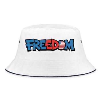 Freedom Typography Statement Design - Bucket Hat - white/navy - Front