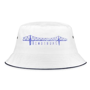 Rendsburg High Bridge – Sketched Skyline - Bucket Hat - white/navy - Front