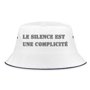 SILENCE IS COMPLICITY - Bucket Hat - white/navy - Front