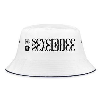 Severance Typo Print with Elevator - Bucket Hat - white/navy - Front