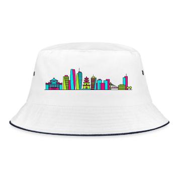 Hanoi City Skyline One Pillar Pagoda Art - Bucket Hat - white/navy - Front