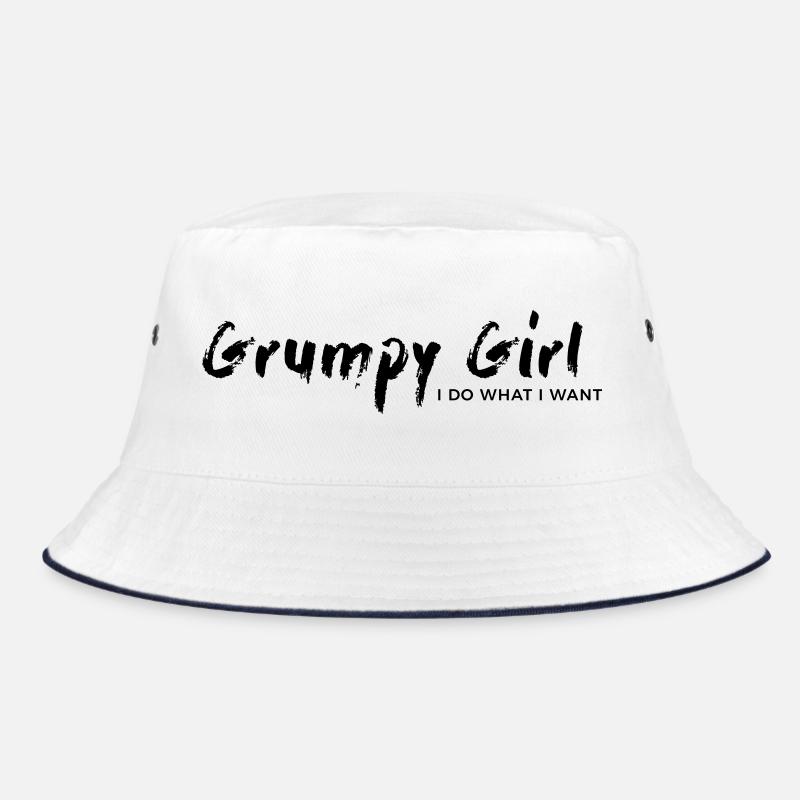 Grumpy Girl – I do what I want - Bucket Hat - white/navy