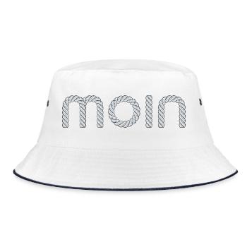 Moin Schriftzug - Bucket Hat - Weiß/Navy - Vorne