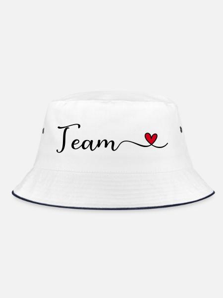 Team with heart - Bucket Hat - white/navy - Front