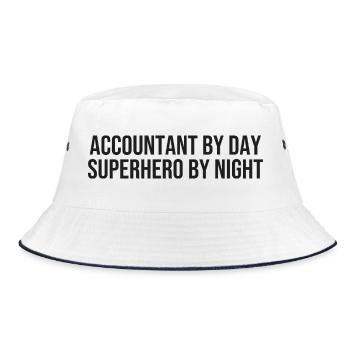 Accountant Day, Superhero Night - Bucket Hat - white/navy - Front