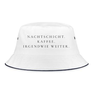 Nachtschicht Kaffee Shirt – Pflegekraft – Geschenk - Bucket Hat - Weiß/Navy - Vorne