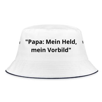 Papa: Mein Held & Vorbild - Bucket Hat - Weiß/Navy - Vorne