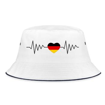Germany Heartbeat ECG Football Fan Shirt - Bucket Hat - white/navy - Front