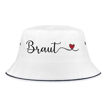 Braut Tyüpgraphie mit Herz - Bucket Hat - Weiß/Navy - Vorne