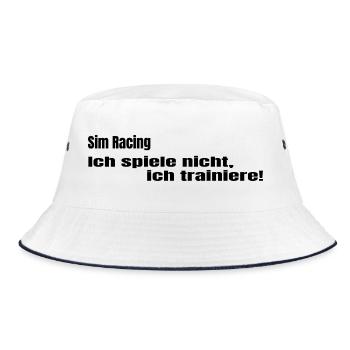 Ich spiele nicht ich trainiere - Bucket Hat - Weiß/Navy - Vorne