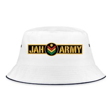 Jah Army Rastafari Rasta Reggae Roots - Bucket Hat - white/navy - Front