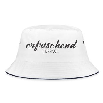 Erfrischend Herrisch – Charmantes Statement Design - Bucket Hat - Weiß/Navy - Vorne
