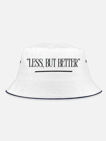 Less, but Better – Typografie - Bucket Hat - Weiß/Navy